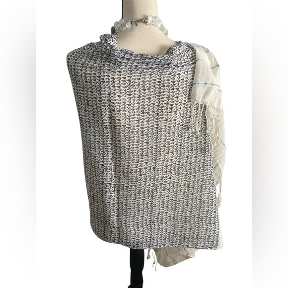 SOLD 😎 Talbots cotton blend airy preppy classic boho scarf wrap resort wear naut - Picture 3 of 10